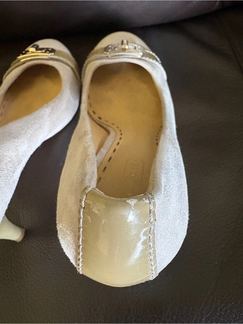 Coach ‘Wanda’ Taupe Suede Pumps
Pretty Gold Accent.
Classic Style and Beauty. - Picture 11 of 13
